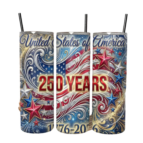 [NO STRAW] USA 250th Anniversary Tumbler, Patriotic Eagle, American Flag, Independence 20oz Stainless Steel Cup, Freedom 1776-2026