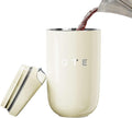 OTE Coffee Cup Travel Mug 12 OZ Leakproof, Keep Ice & Hot Personal Coffee Cup, 350 ML Vacuum Insulated Tumbler, BPA-Free Stainless Steel, Reusable Coffee Cups, Beige