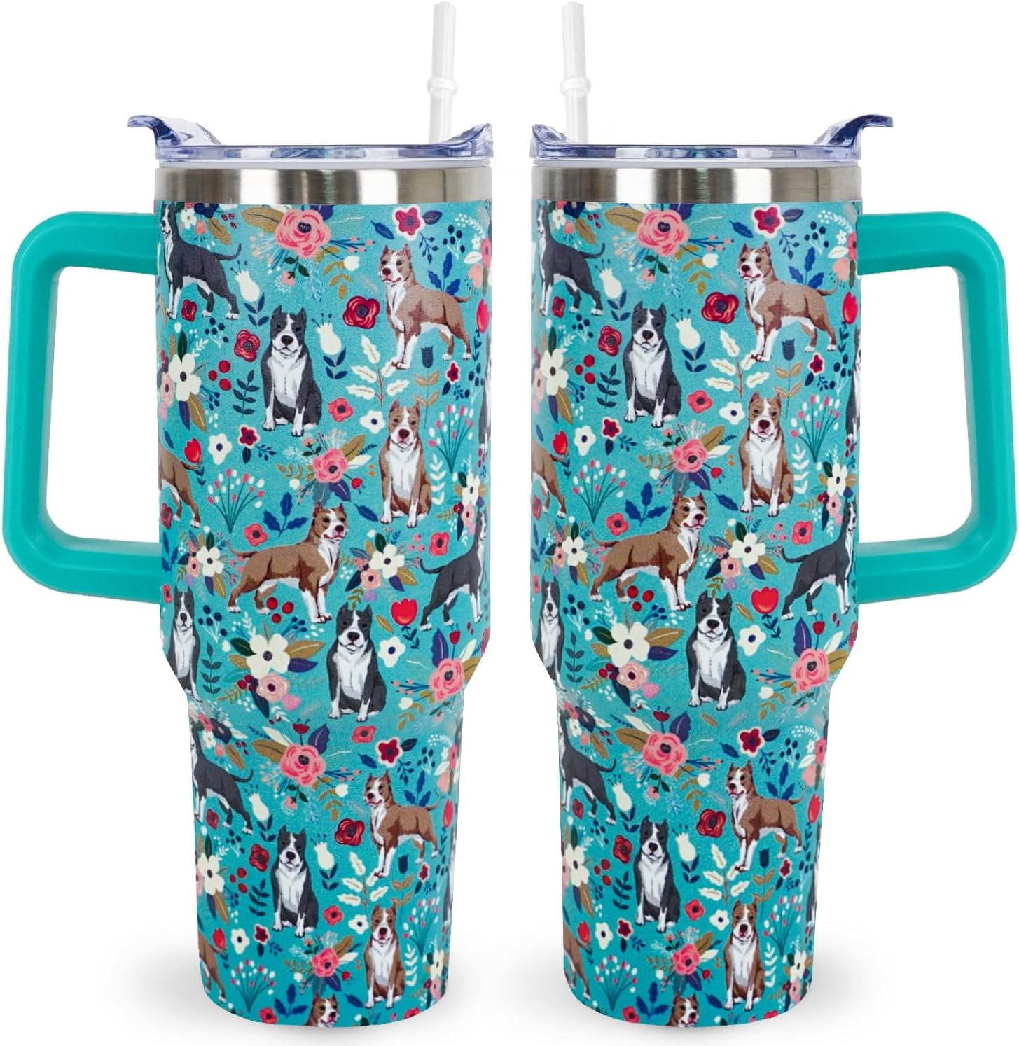 Pitbull Gifts Dog Tumbler Cup for Women Men 40oz Stainless Steel - Insulated Travel Coffee Mug