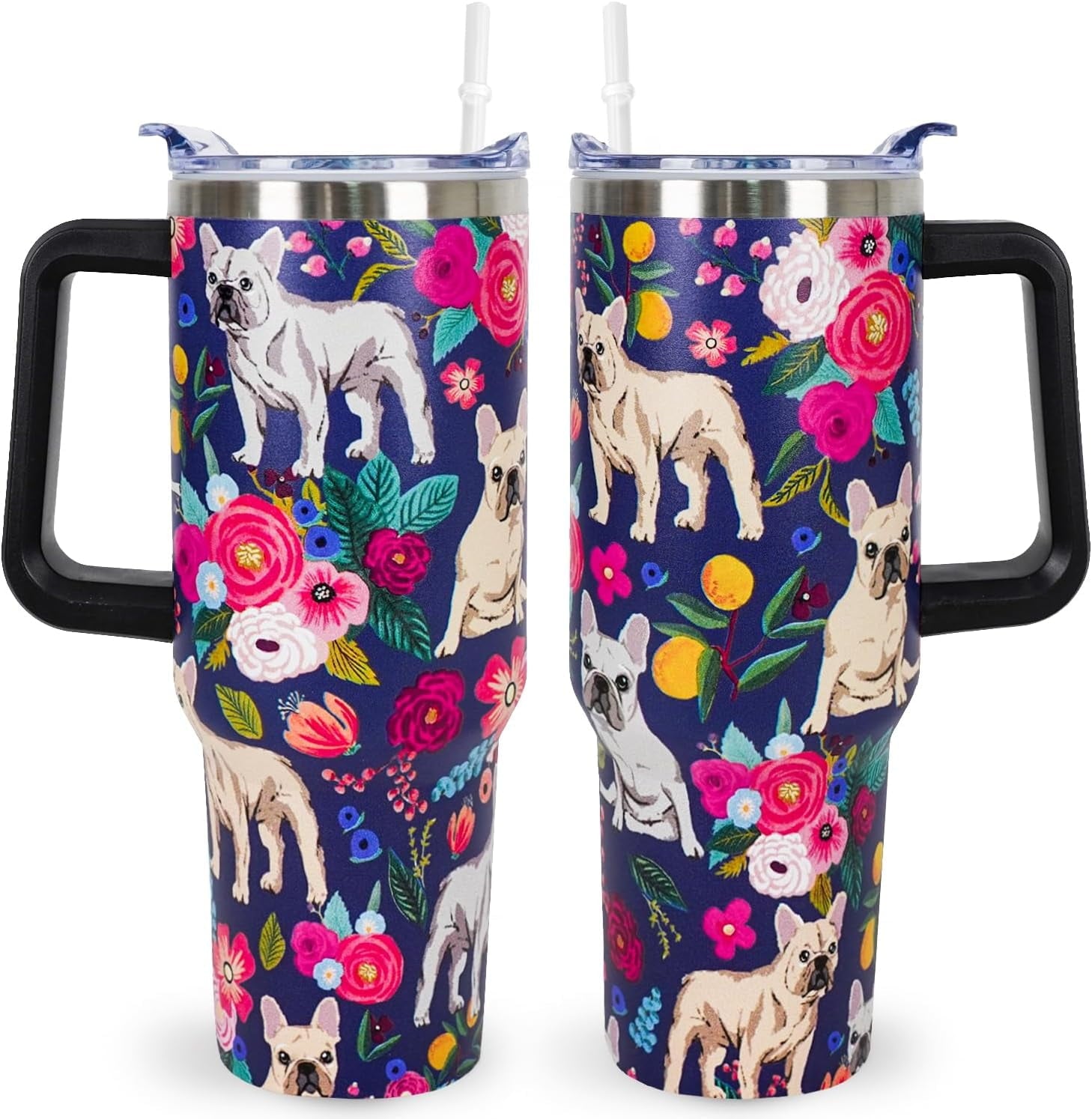 Pitbull Gifts Dog Tumbler Cup for Women Men 40oz Stainless Steel Insulated Travel Mug with Lid and Straw