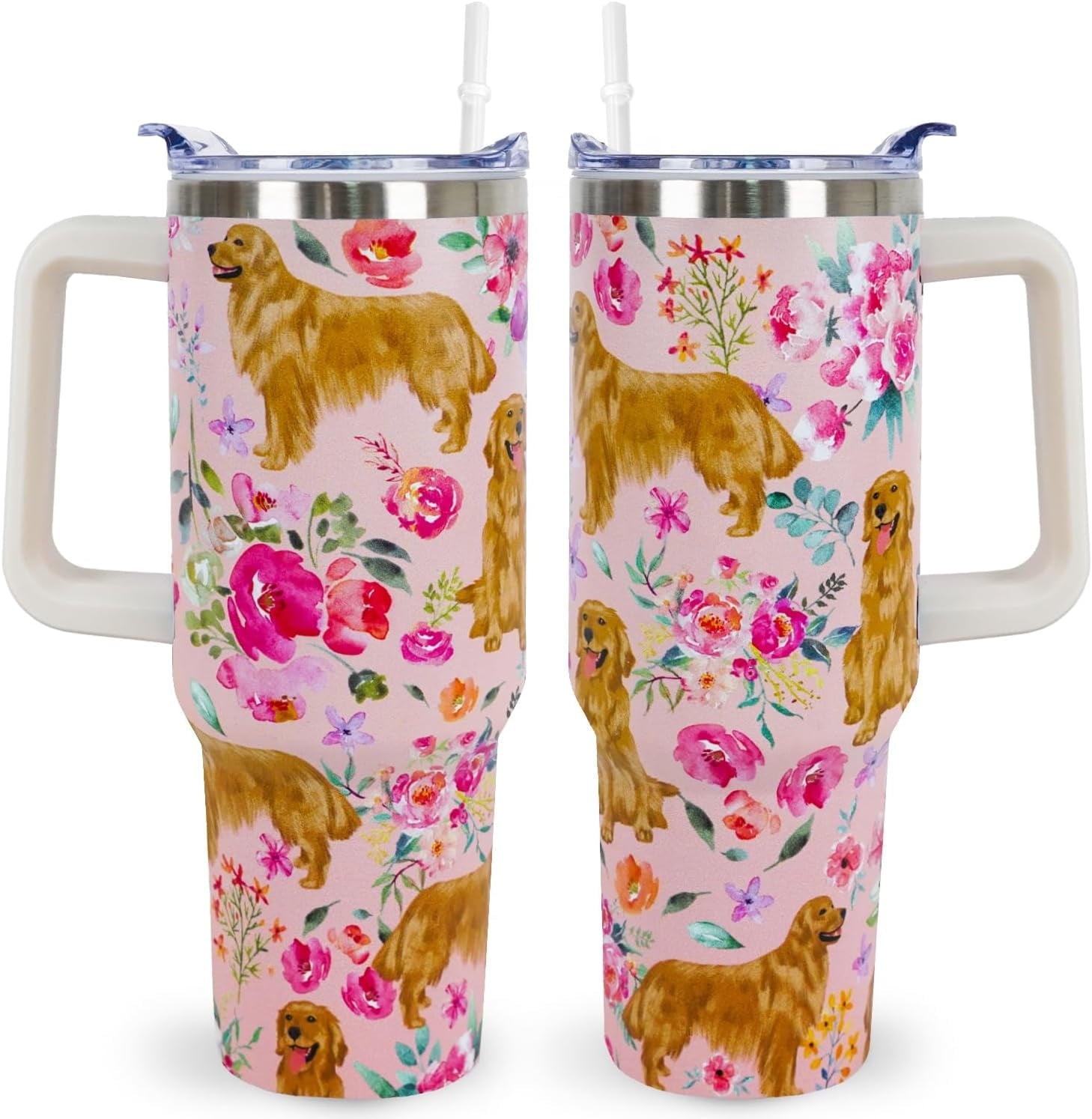 Pitbull Gifts Dog Tumbler Cup for Women Men 40oz Stainless Steel - Insulated Travel Coffee Mug