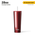 RTIC 28 oz Ceramic Lined Everyday Tumbler, Spill-Resistant Straw Lid, Marine - Insulated Travel Tumbler Cup