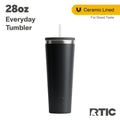 RTIC 28 oz Ceramic Lined Everyday Tumbler, Spill-Resistant Straw Lid, Plum - Insulated Travel Tumbler Cup