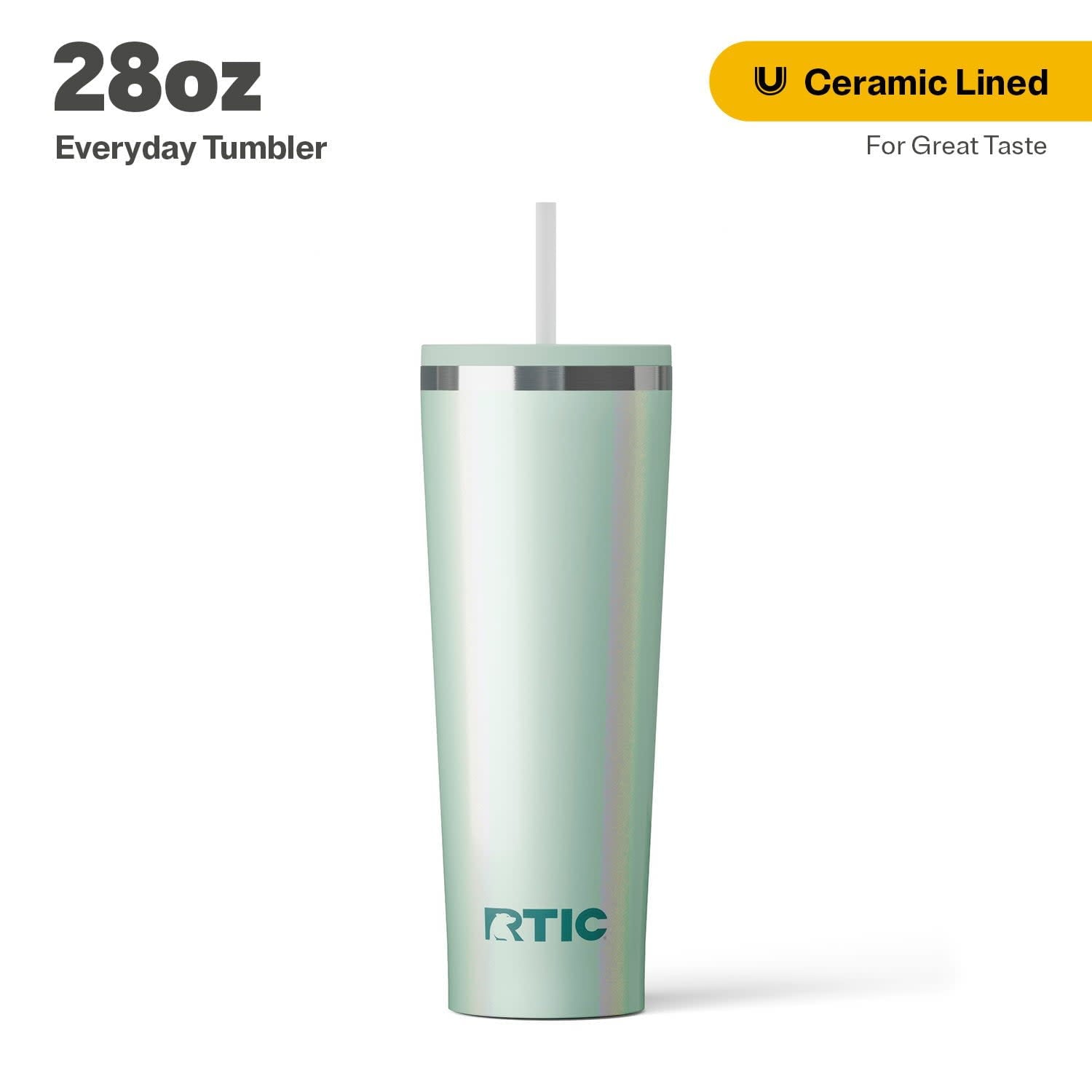 RTIC 28 oz Ceramic Lined Everyday Tumbler, Spill-Resistant Straw Lid, Plum - Insulated Travel Tumbler Cup