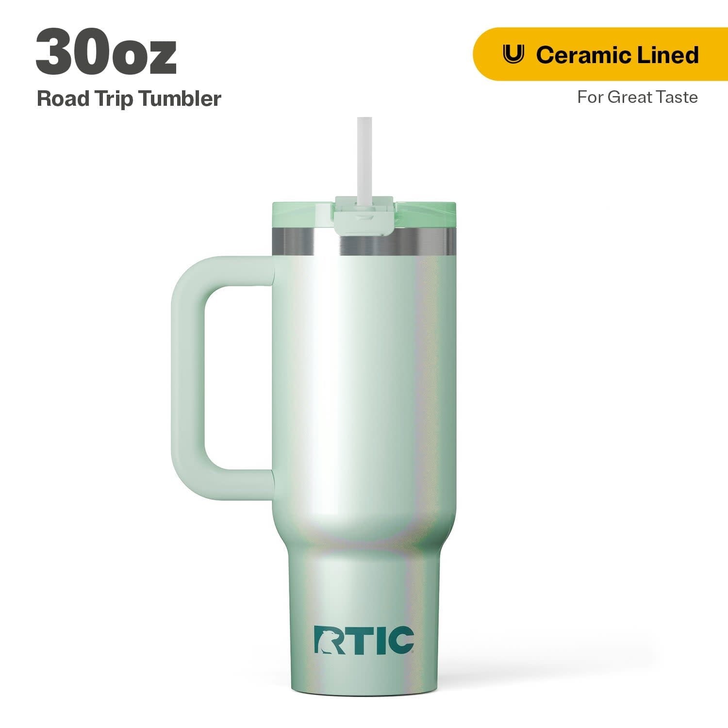 RTIC 30 oz Ceramic Lined Road Trip Tumbler with Handle - Insulated Travel Tumbler Cup