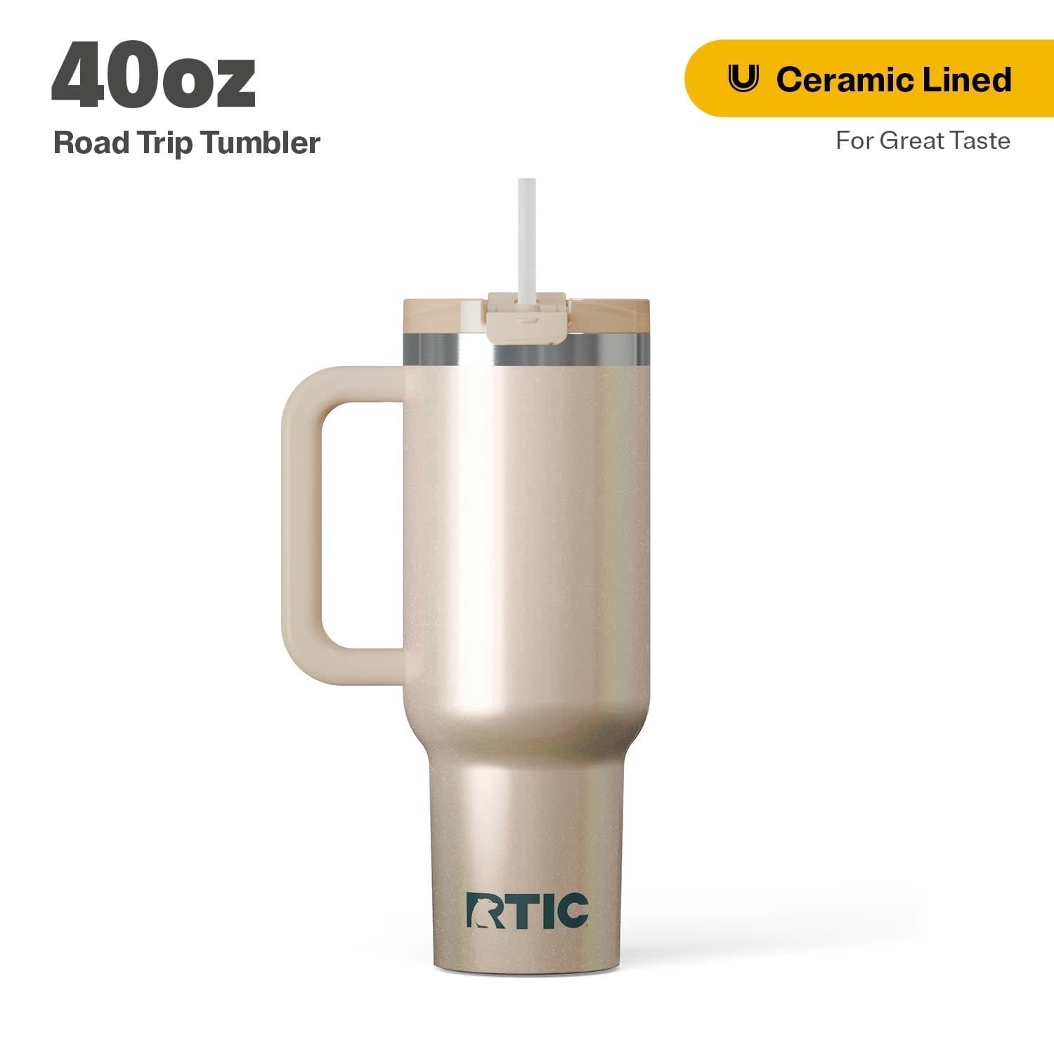 RTIC 40 oz Ceramic Lined Road Trip Tumbler with Handle - Insulated Travel Tumbler Cup