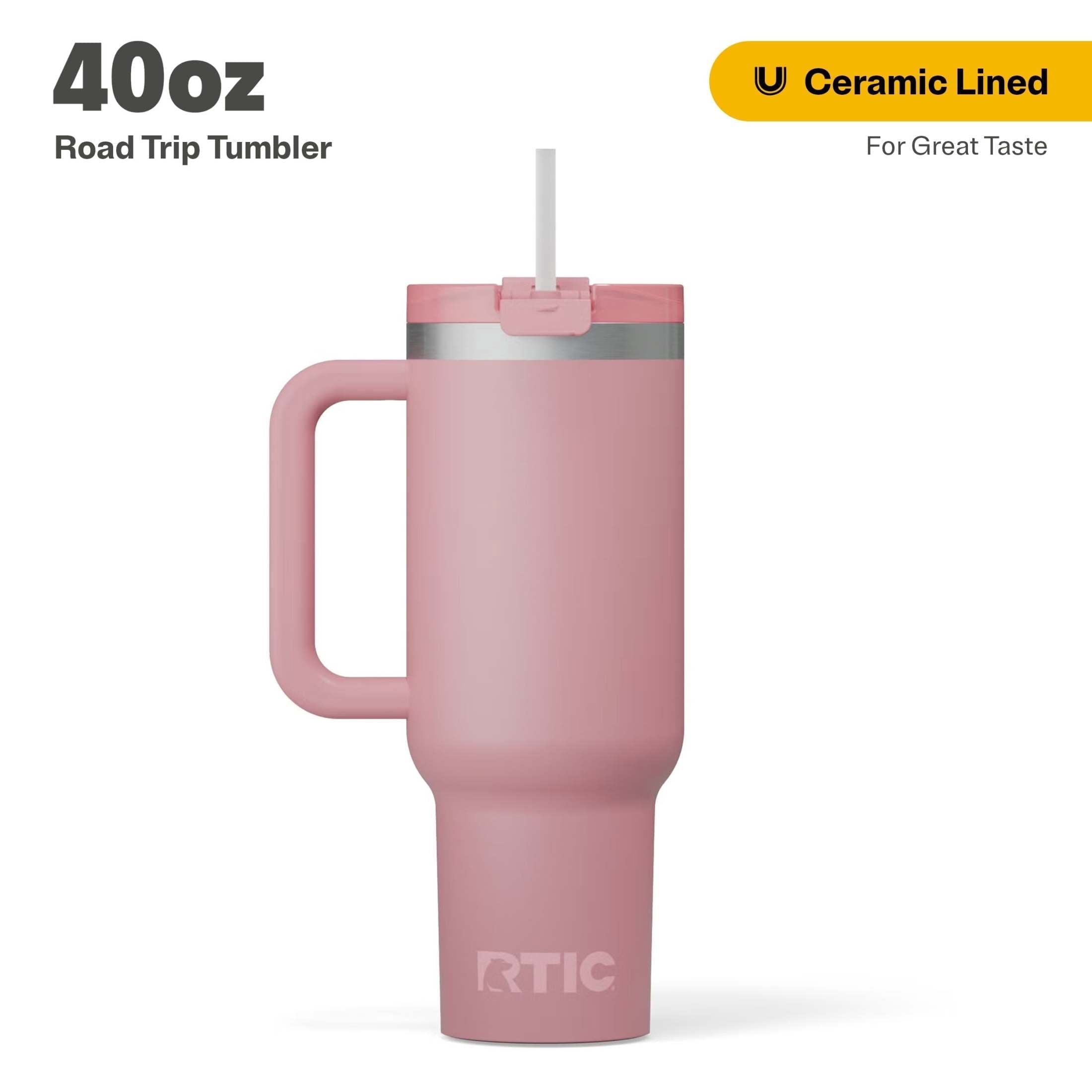 RTIC 40 oz Ceramic Lined Road Trip Tumbler with Handle - Insulated Travel Tumbler Cup