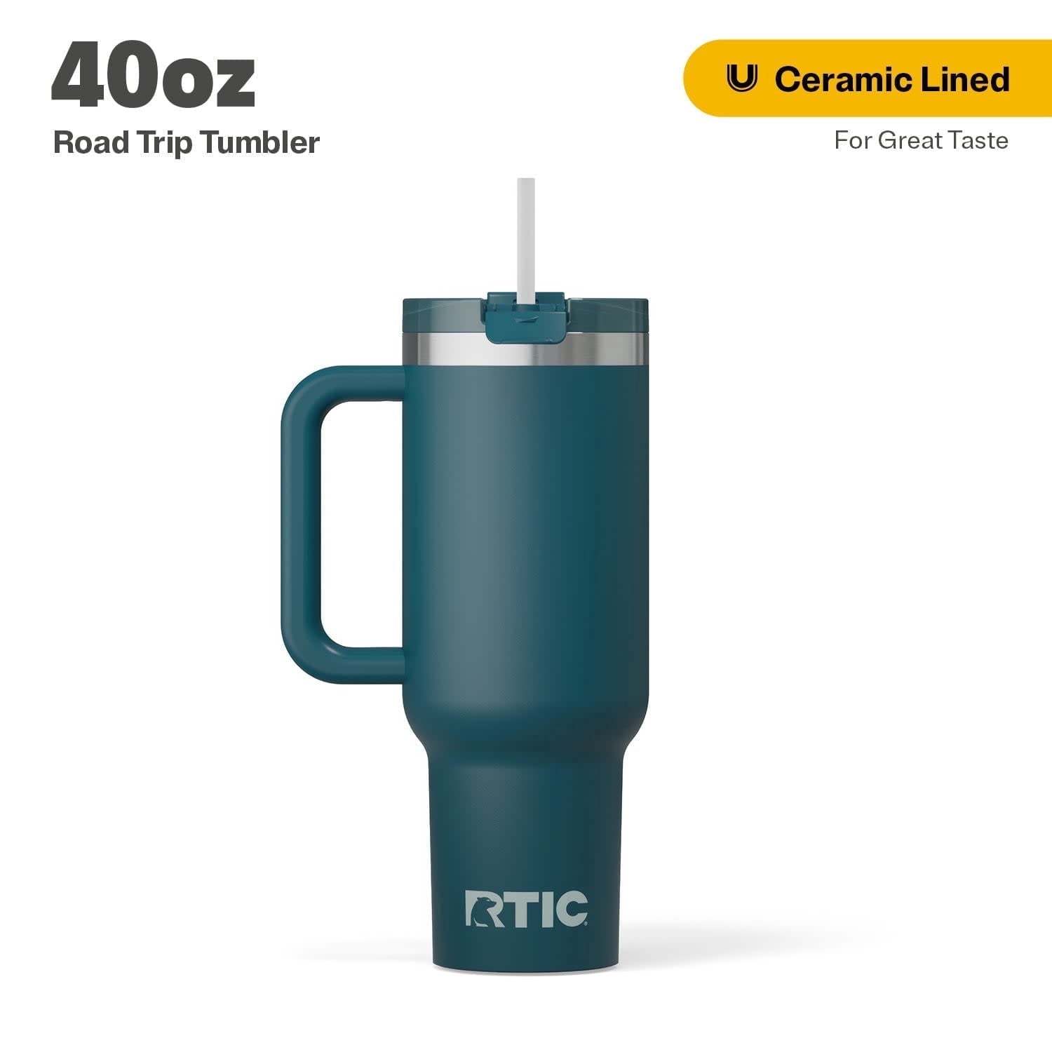 RTIC 40 oz Ceramic Lined Road Trip Tumbler with Handle - Insulated Travel Tumbler Cup