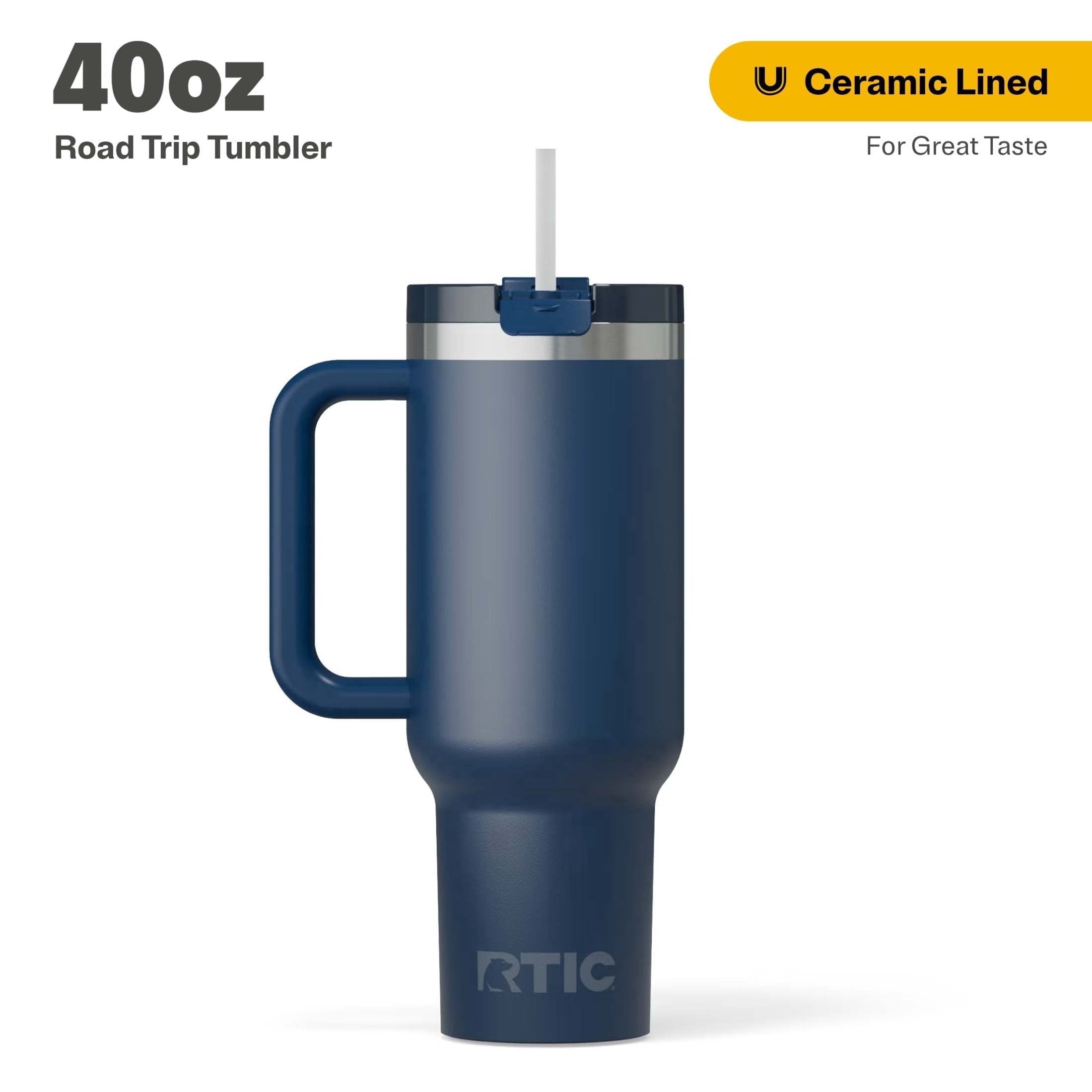 RTIC 40 oz Ceramic Lined Road Trip Tumbler with Handle - Insulated Travel Tumbler Cup