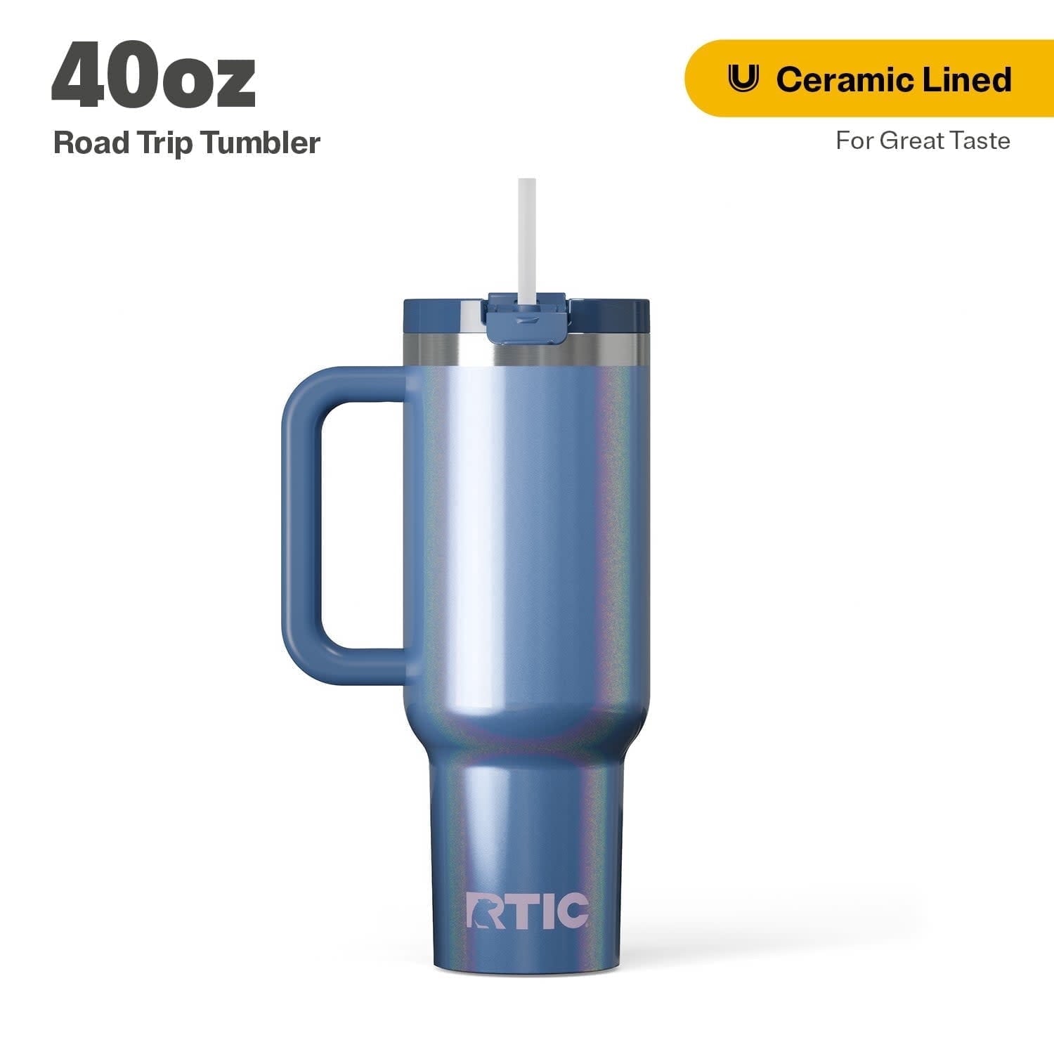 RTIC 40 oz Ceramic Lined Road Trip Tumbler with Handle - Insulated Travel Tumbler Cup