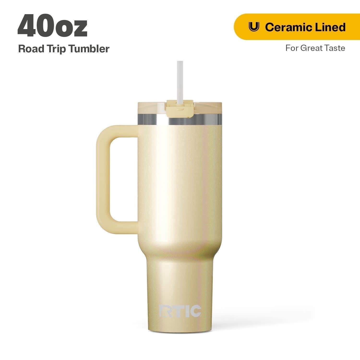 RTIC 40 oz Ceramic Lined Road Trip Tumbler with Handle - Insulated Travel Tumbler Cup