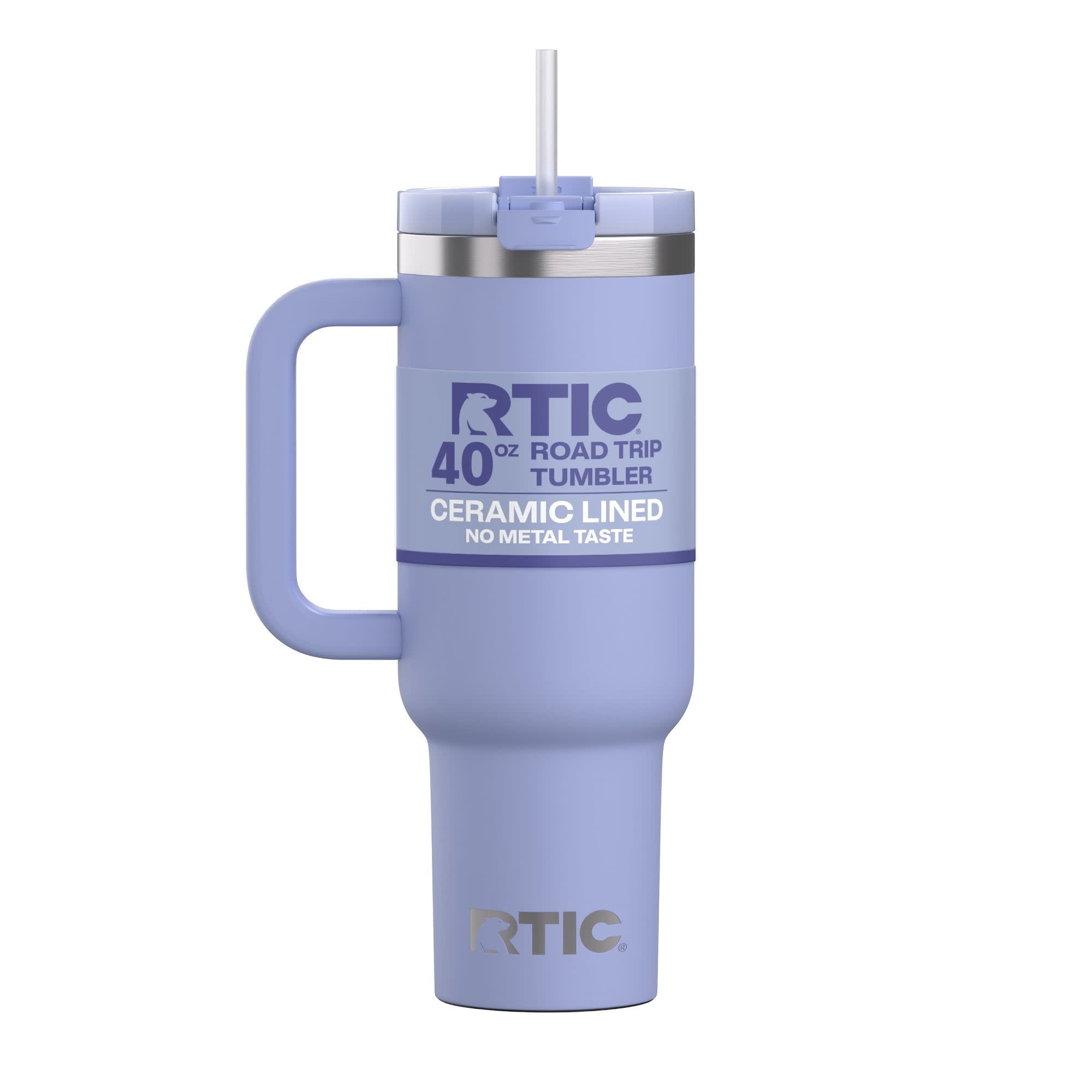 RTIC 40 oz Ceramic Lined Road Trip Tumbler with Handle and Leak-Resistant Straw Lid, Periwinkle