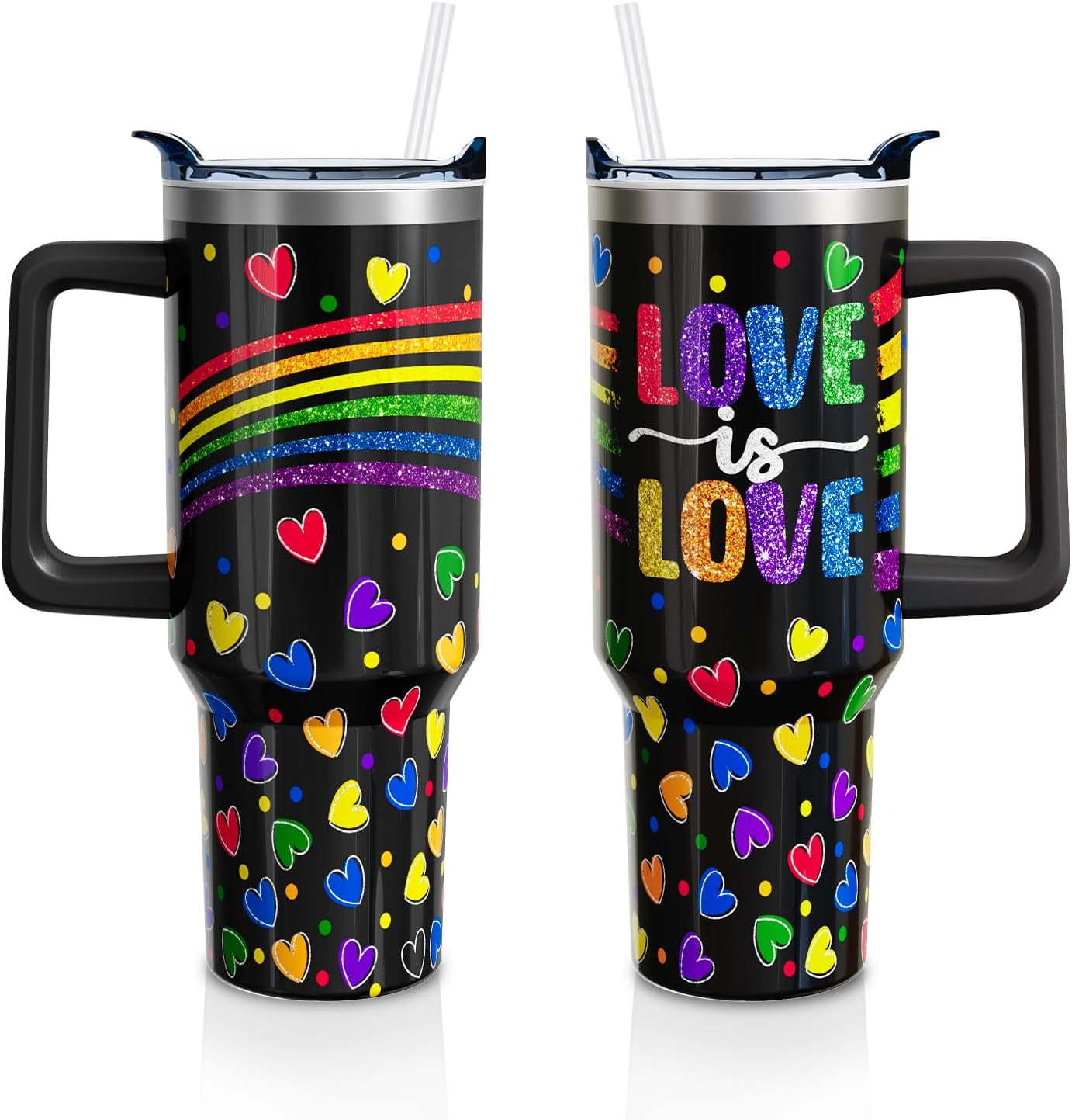 Christmas Gifts 40 Oz Tumbler with Handle and Straw, Green Xmas - Reusable Stainless Steel Cup