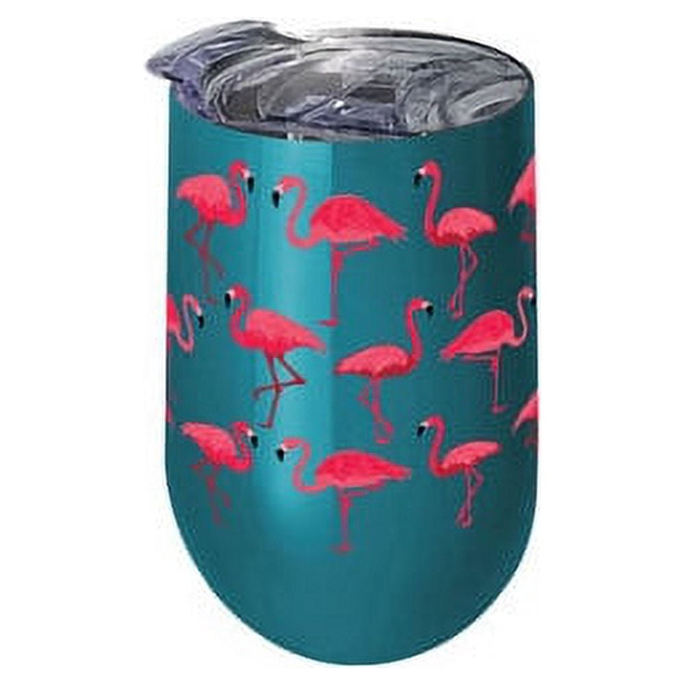 SPOONTIQUES 16966 16OZ STAINLESS WINE TUMBLER - FLAMINGO