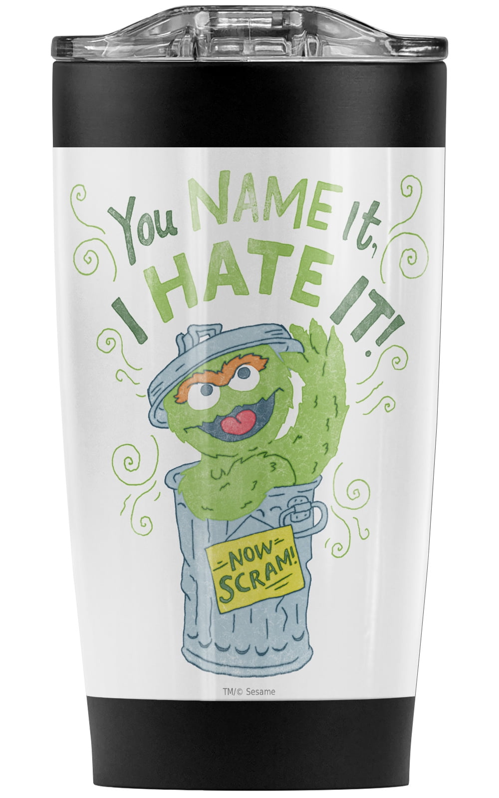 Sesame Street/Oscar The Grouch I Hate It Stainless Steel Tumbler 20 oz Coffee Travel Mug/Cup, Vacuum Insulated & Double Wall with Leakproof Sliding Lid | Great for Hot Drinks and Cold Beverages