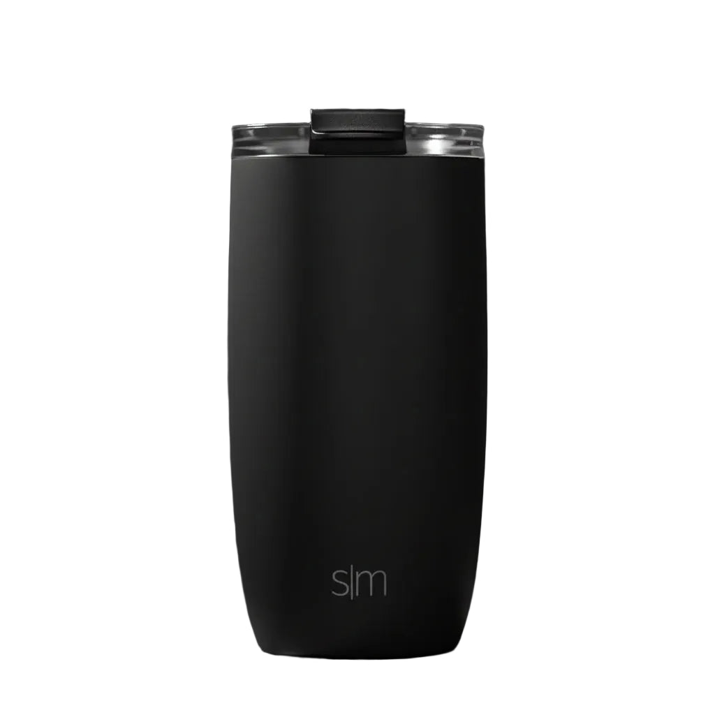 Simple Modern 16oz Voyager Travel Mug Tumbler w/ Clear Flip Lid & Straw - Coffee Cup Vacuum Insulated Flask 18/8 Stainless Steel Hydro Water Bottle -Midnight Black