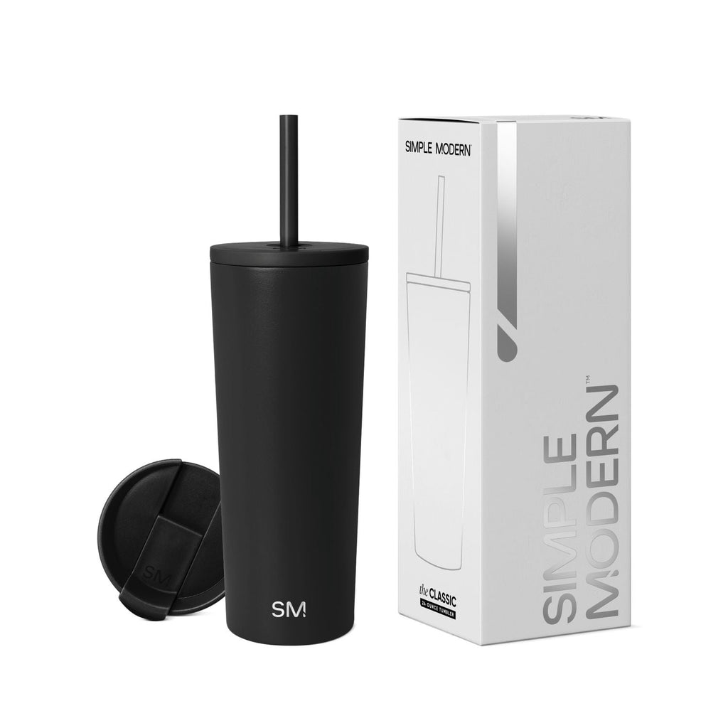 Simple Modern 24oz Classic Tumbler with Straw and Flip Lid | Midnight Black