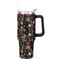Stylish 40oz Mushroom Tumbler with Handle, Flip Straw Lid, Leakproof Travel Cup Gift
