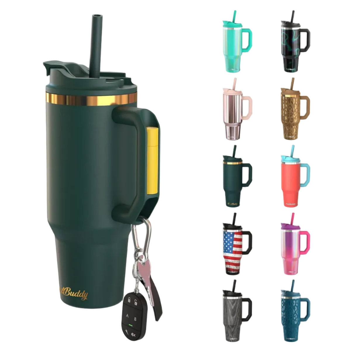 Thicc Buddy - 40 oz Stainless Steel Vacuum Insulated Tumbler with Lid and Straw for Water - Travel Mug Cupholder Friendly - Gifts for Women Men Him Her