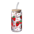 Totoro Hero Kawaii Strawberry Glass Cup With Lid And Straw Drinking Cups Iced Hot Coffee Glasses Cute Tumbler Cup for Kitchenware Juice Cup