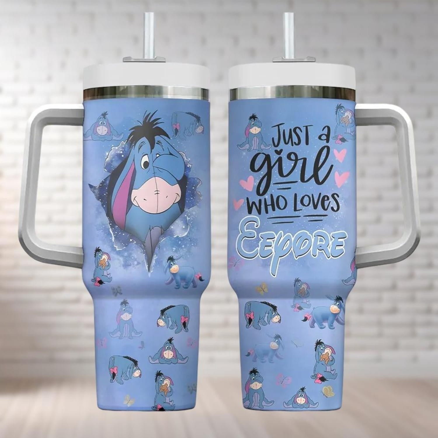 Winnie The Pooh Eeyore Tumbler 40 Oz, Just A Girl Who Loves Eeyore Tumbler, CARTOON Cartoon Tumbler Cups, Movie Insulated Tumbler