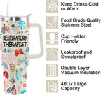 40 Oz Respiratory Therapist Tumbler Cup Respiratory Therapist Gifts Stainless Steel Insulated Travel Coffee Mug with Handle Respiratory Therapist Week Gifts for Women Men