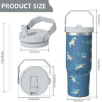 1pc shark 30oz Tumbler with Straw & Handle - Insulated Stainless Steel Cup | Holiday Gift for Man Women (Christmas, Valentine's, Birthday)