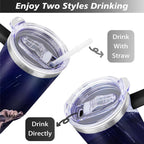40oz Wednesday Girl Stainless Steel Tumbler with Lid and Straw,Wednesday Stuff Merchandise Spill Proof Travel Cup Double Wall Vacuum Insulated Coffee Mug with Handle Black