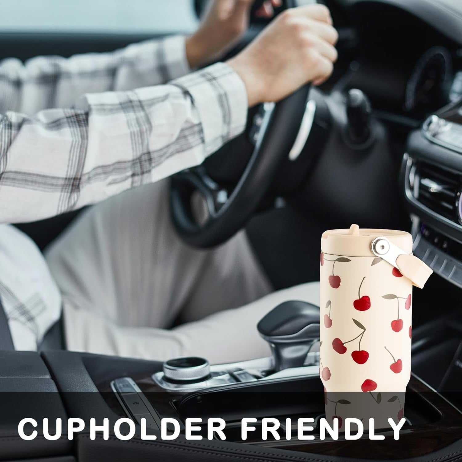 Cherry Tumbler, Cherry Gifts for Women 30 oz Tumbler with Handle and Flip Straw Stainless Steel Insulated Cup Travel Mug Water Bottle