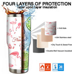 40 oz Tumbler with Handle and Straw 40oz Pink Flamingo Cup Insulated Coffee Travel Mug Spill Proof Leak Proof 40 ounce Stainless Steel Slim 40 oz tumbler with handle and Lid