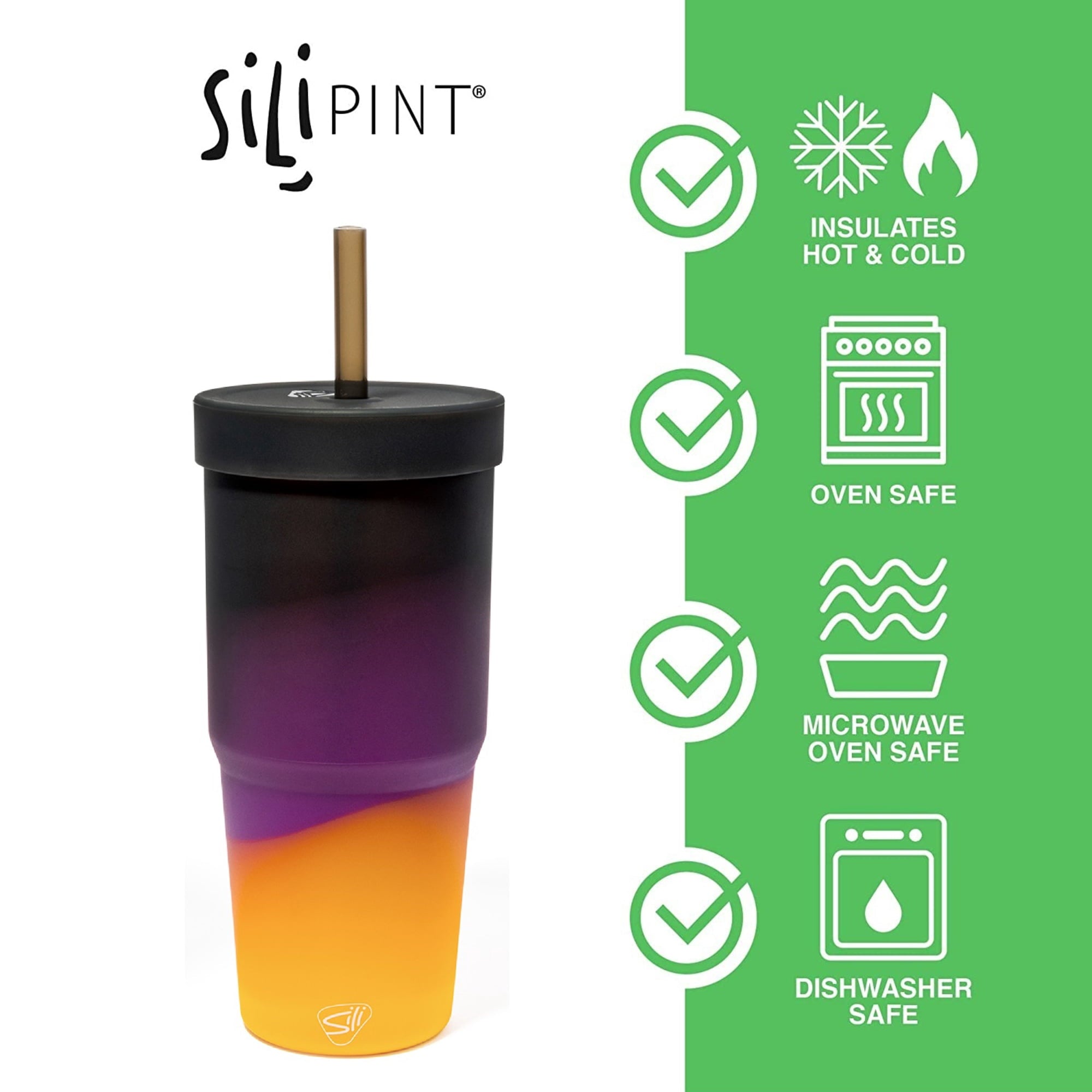 Silipint: Silicone 32oz Straw Tumblers: 2 Pack - Sun Storm