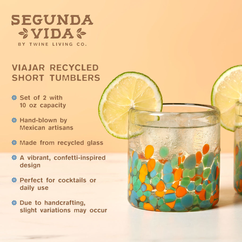 Segunda Vida Viajar Short Tumblers, Birthday, Wedding Gifts 12oz Set of 2