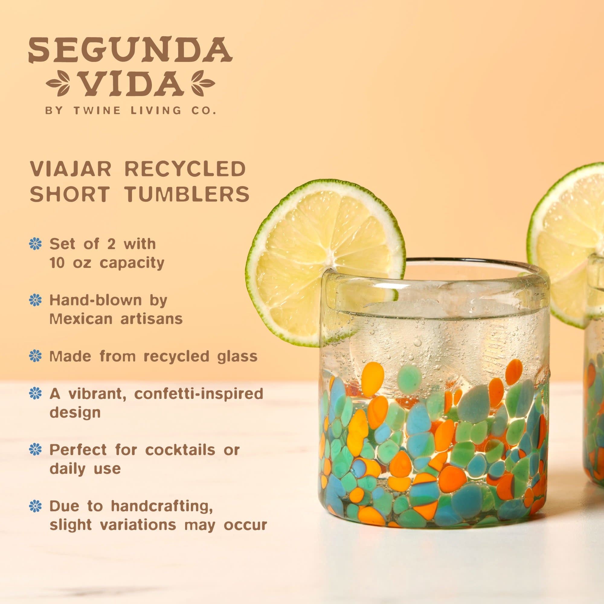 Segunda Vida Viajar Short Tumblers, Birthday, Wedding Gifts 12oz Set of 2