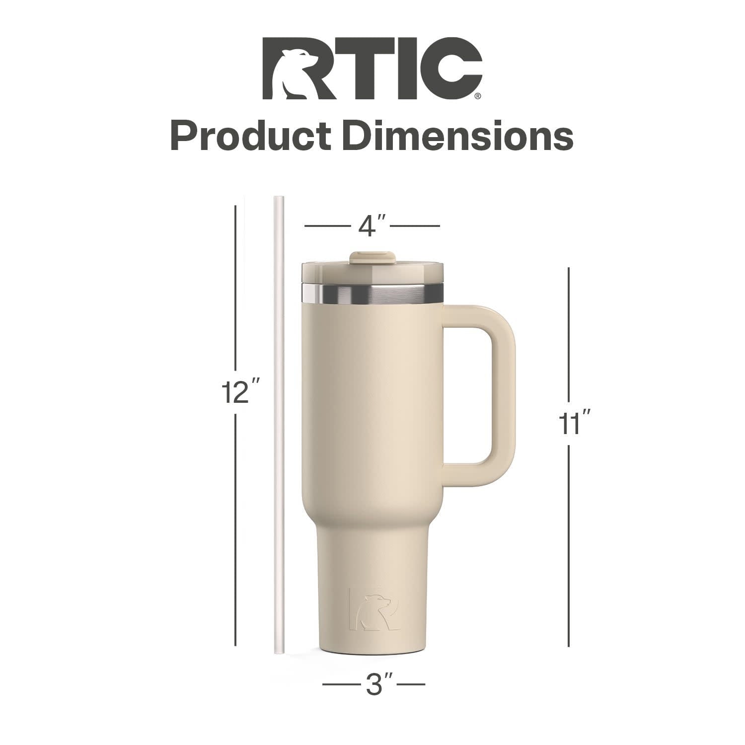 RTIC 40 oz Ceramic Lined Road Trip Tumbler with Handle and Leak-Resistant Straw Lid, Beach