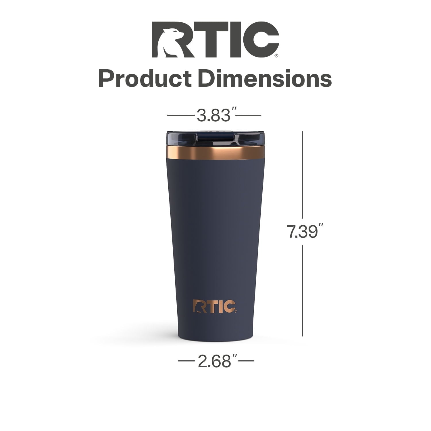 RTIC 18 oz Ceramic Lined Insulated Happy Hour Pint Tumbler, Leak Resistant Lid, Soft-Touch Exterior, Dark Midnight Dust